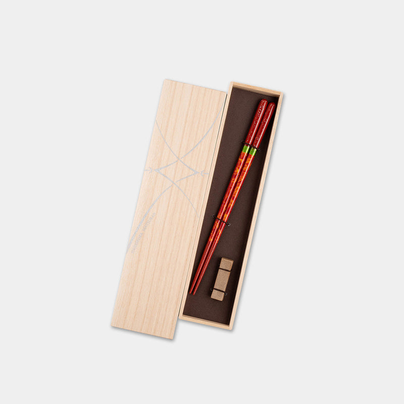[CHOPSTICKS] NIGHT SKY AKATSUKI WITH CHOPSTICK REST (22.5cm) PAULOWNIA WOOD BOX | CHOPSTICKS OF WAKASA | CRYSTAL