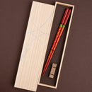 [CHOPSTICKS] NIGHT SKY AKATSUKI WITH CHOPSTICK REST (22.5cm) PAULOWNIA WOOD BOX | CHOPSTICKS OF WAKASA | CRYSTAL