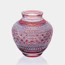 [VASE] HEMP LEAVES & OCTAGONAL BASKET WEAVE (RED) | EDO KIRIKO | KAGAMI CRYSTAL