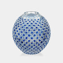 [VASE] ROUND VASE OCTAGONAL BASKET WEAVE (AZURE COLOR) | EDO KIRIKO | KAGAMI CRYSTAL