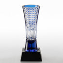 [TROPHY] TROPHY (BLUE) BAMBOO LEAVES & TETRAGONAL BASKET WEAVE | EDO KIRIKO | KAGAMI CRYSTAL