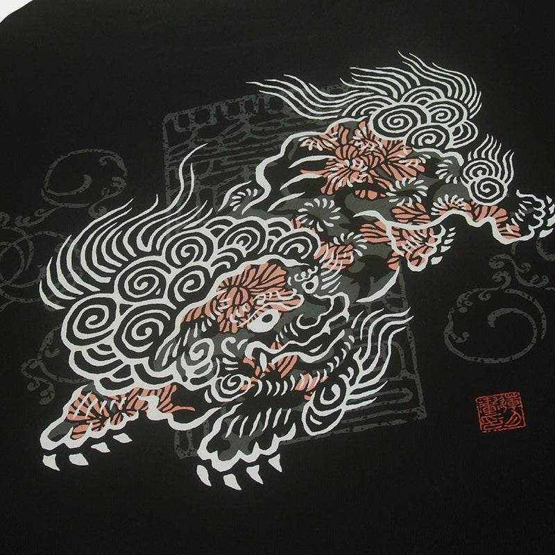 [T-SHIRT] PEONY LION | SILK-SCREEN PRINT | WAJIN Art T-shirts Japan