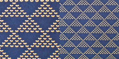 [錢包]鱗狀波（海軍藍色底漆和白色漆）|庫胡（Koushu）漆鹿皮革工藝品