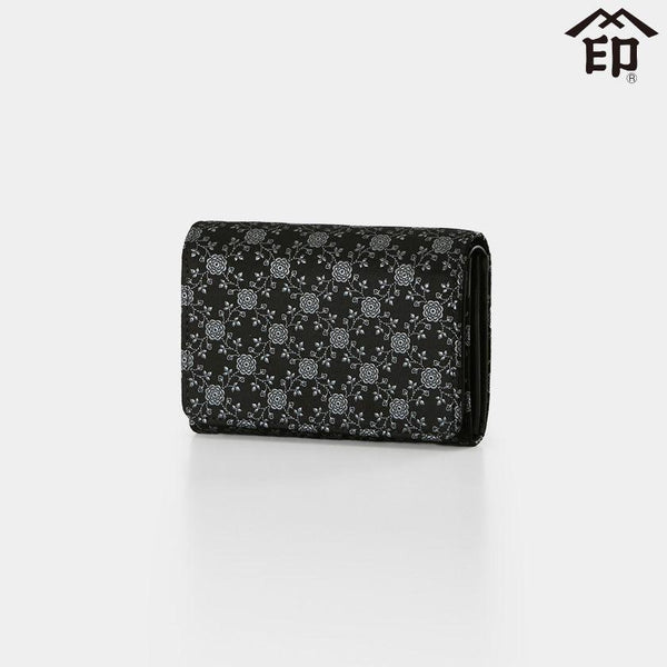 [WALLET] BUNDLE WALLET D ENGLISH ROSE (BLACK BASECOAT WITH GRAY LACQUER) | KOUSHU INDEN (LACQUERED DEERSKIN CRAFTS)| INDEN-YA