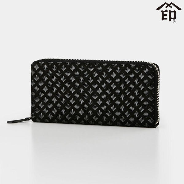 [WALLET] BUNDLE WALLET J YOUNG PINE DIAMOND PATTERN (BLACK BASECOAT WITH GRAY LACQUER) | KOUSHU INDEN (LACQUERED DEERSKIN CRAFTS)| INDEN-YA