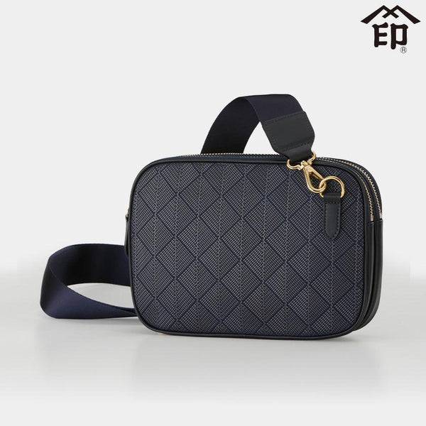 [POCHETTE] 24 CRYSTAL LINE (NAVY BASECOAT WITH GRAY LACQUER) | KOUSHU INDEN (LACQUERED DEERSKIN CRAFTS)| INDEN-YA