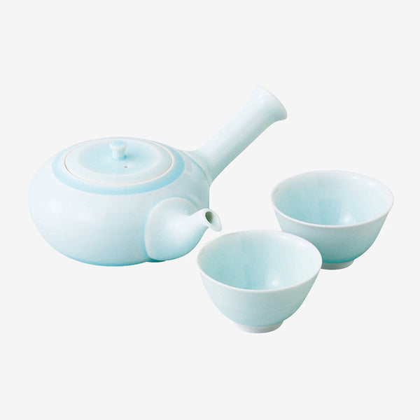 [JAPANESE TEA POT & CUPS SET] BLUE PORCERIN REST | HASAMI WARES| SAIKAI TOKI