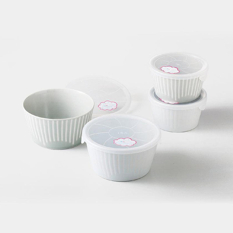 [BOWL SETS] SOFTLY FLOWER MICROWAVE WITH LID SET OF 4 | HASAMI WARES| SAIKAI TOKI