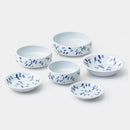 [DISH & BOWL SETS] INDIGO FLOWER (S & M & L) SET OF 6 | HASAMI WARES| SAIKAI TOKI