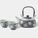 [JAPANESE TEA POT & CUPS] KARAKUSA CHINESE BELLFLOWER SET OF 3 | HASAMI WARES| SAIKAI TOKI