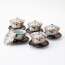 [JAPANESE TEA CUP] MOUTAN WITH SAUCER SET OF 5 | HASAMI WARES| SAIKAI TOKI