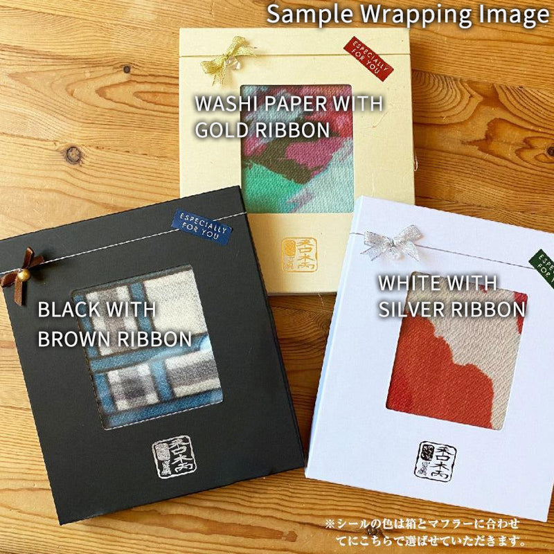 [Scarf] lattice ขนาดใหญ่ (สีขาวและสีน้ำเงินสีเทา) S | การย้อมสี Kyo Yuzen | Nogiguchi Kihei