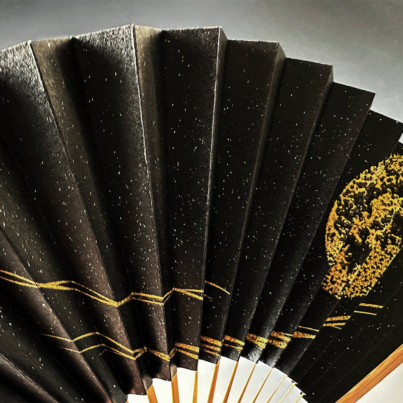 [HAND FAN] MOON-THINKING FULL MOON (STARRY SKY) | KARAKAMI (JAPANESE PAPER)｜KEIBIFUGETSU