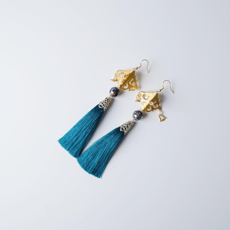 [夾式耳環 /耳環]綠松石 /藍色| kyo butsudan | iwata houraiya
