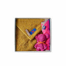 [BABY GIFT SET] TOWEL WITH LOOP * 1 (GOLD) / BIB * 1 (ROSE) / CHIEF BEAR * 1 (CASSIS) | ORGANIC TOWEL | HIPPOPOTAMUS