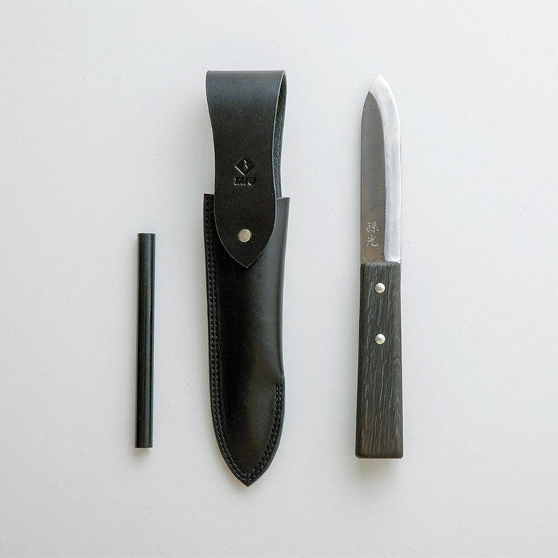 [KNIFE] TAFU 135MM WITH LEATHER CASE & FIRING ROD | NOKAJI BLADES| FUKUBE KAJI
