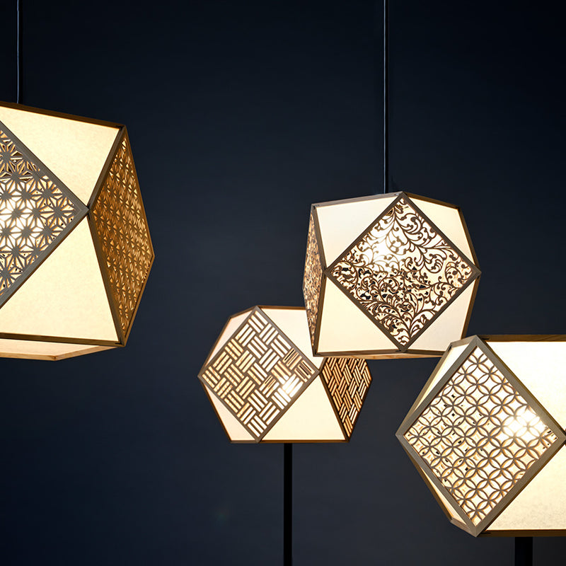 [吊燈 /照明] Kiriko吊燈燈正方形（S-L大小）| Kyo Sashimono（細木工）| Murayama Mokko