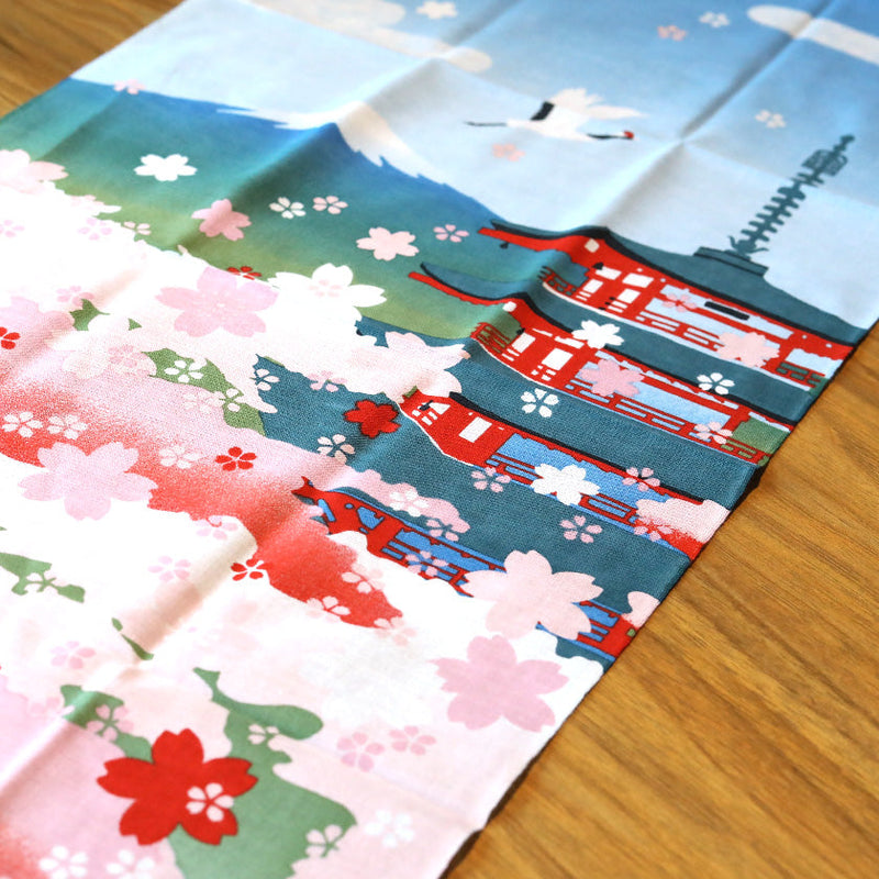 [TOWELS] TENUGUI CHERRY BLOSSOMS MT. FUJI | YOKOHAMA DYEING | HAMAMONYO