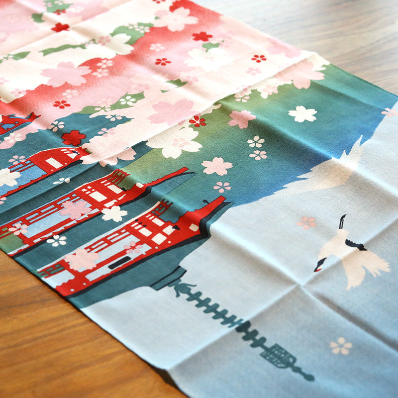 [TOWELS] TENUGUI CHERRY BLOSSOMS MT. FUJI | YOKOHAMA DYEING | HAMAMONYO