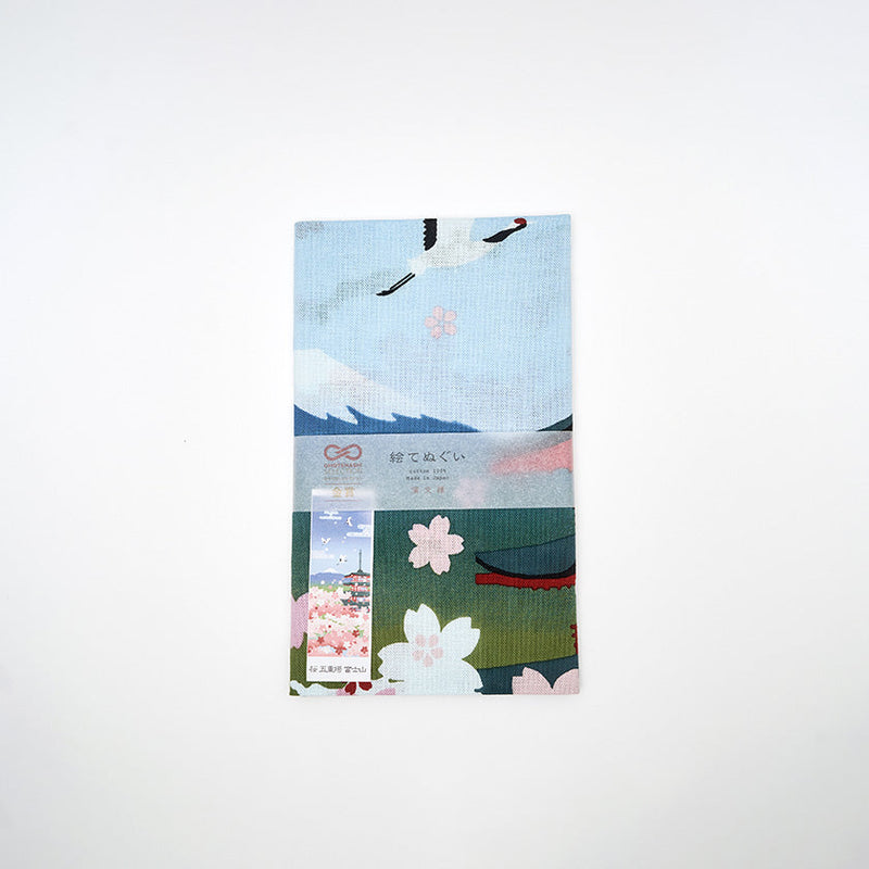 [TOWELS] TENUGUI CHERRY BLOSSOMS MT. FUJI | YOKOHAMA DYEING | HAMAMONYO