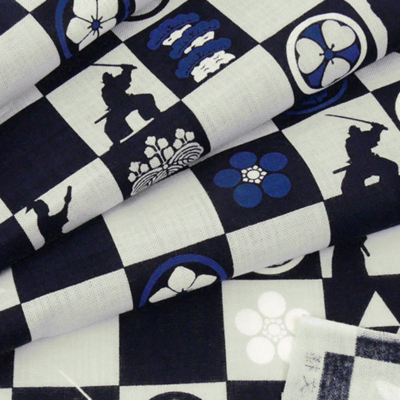 [TOWELS] TENUGUI SAMURAI CHECKERED PATTERN | YOKOHAMA DYEING | HAMAMONYO