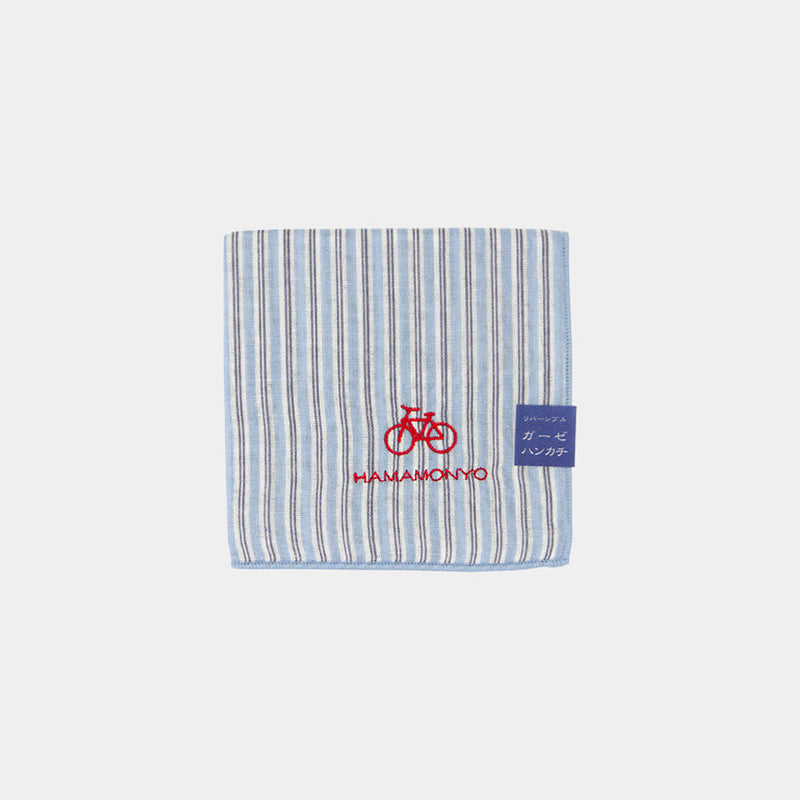 [TOWELS] REVERSIBLE GAUZE HANDKERCHIEF STRIPES AND BICYCLES | YOKOHAMA DYEING | HAMAMONYO