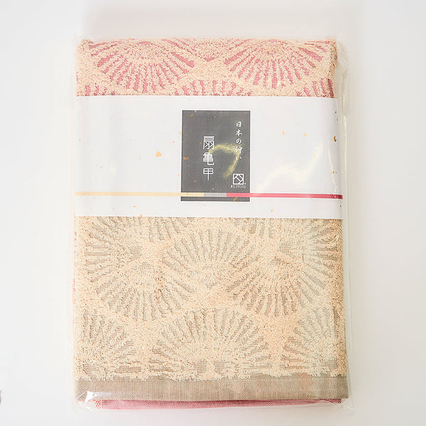 [TOWELS] "JAPANESE MOTIF" FANNED TORTOISE SHELL DESIGN BATH TOWEL | SENSHU TOWEL | FUKUROYA TOWEL