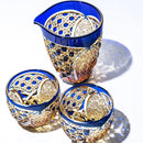 [EDO KIRIKO] KIKUTSUNAGI AND KAGOME THREE-PIECE SET FOR SAKE | TABLEAU