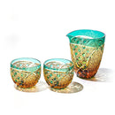 [EDO KIRIKO] KIKUTSUNAGI AND KAGOME THREE-PIECE SET FOR SAKE | TABLEAU