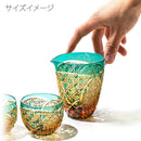 [EDO KIRIKO] KIKUTSUNAGI AND KAGOME THREE-PIECE SET FOR SAKE | TABLEAU