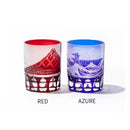 [EDO KIRIKO] "RED FUJI" "MT. FUJI" AND YARAI OLD-FASHIONED GLASS | TABLEAU