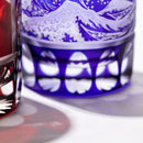 [EDO KIRIKO] "RED FUJI" "MT. FUJI" AND YARAI OLD-FASHIONED GLASS | TABLEAU