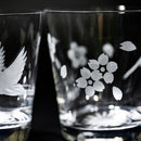 [EDO KIRIKO] "MT. FUJI" และ "CRANE" "CHERRY BLOSSOM" กระจกสมัยเก่า | ตาราง