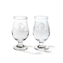 [EDO KIRIKO] "MT. FUJI" AND "CRANE" "CHERRY BLOSSOM" BEER GLASS PAIR | TABLEAU