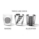 [에도 유리] KOMON "KANOKO" "삼중 라인 체크" "할당" 프리 컵 블랙 | 타블로