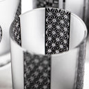 [EDO GLASS] KOMON "KANOKO" "ALLOCATION" "HEMP LEAF" "SPOTTED" "SHIPPO" "BAMBOO" แก้ว OLD-FASHIONED BLACK | ตาราง