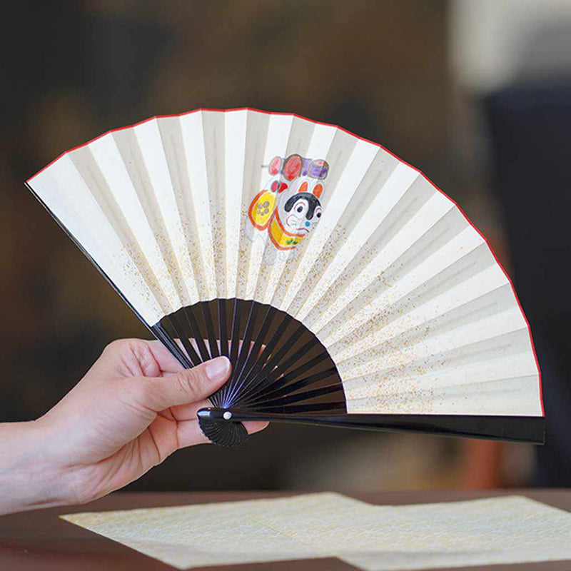 [แฟนมือ] แฟนคลับของหญิงสาวพับได้สีดำทาสี Tenku Honkin Isago 2 | Fankindo Fukatsu Hand Fan | เอโดะพับพัดลม