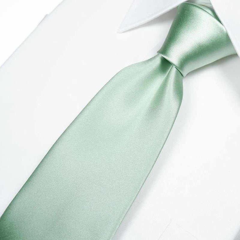 [Tie] Opal Green Miyavi 33 Momme Silk Satin | สิ่งทอ gunnai | ฟูจิซากุระ