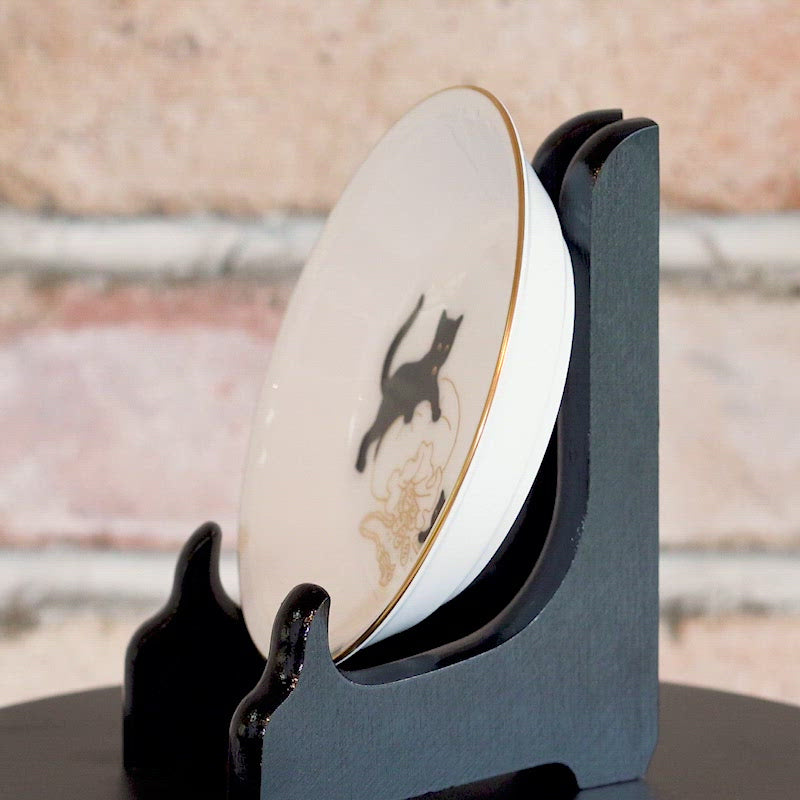 天目花絵　花模様の陶器 n655 大倉陶園 限定作品 OKURA ART CHINA LIMITED EDITION 金彩