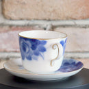 [MUG (CUP)] OKURA ART CHINA BLUE ROSE CUP & SAUCER, DESSERT PLATE | CERAMICS