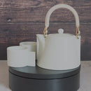 3-PIECE MINO WARE JAPANESE TEA SET - TEA POT & TEACUPS (VOYAGE BLANC NEIGE) | YAMATSU