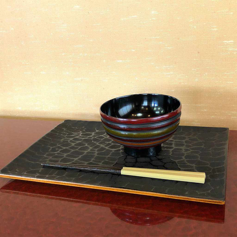 [米飯]兩種顏色的碗頂塗層（內黑色，內絨內薄膜）| Kagawa漆器