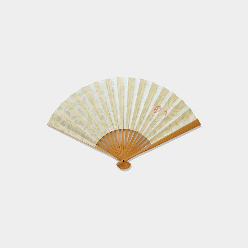 [Fan Hand] Chrysanthemum Woman Arabesque Red White Bamboo | Fankindo Fukatsu Hand Fan | เอโดะพับพัดลม