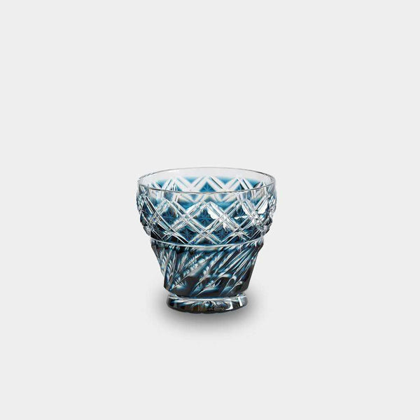 [GLASS] FREE CUP (INDIGO) IN A PAULOWNIA BOX | SATUMA VIDRO | SATSUMA CUT GLASS