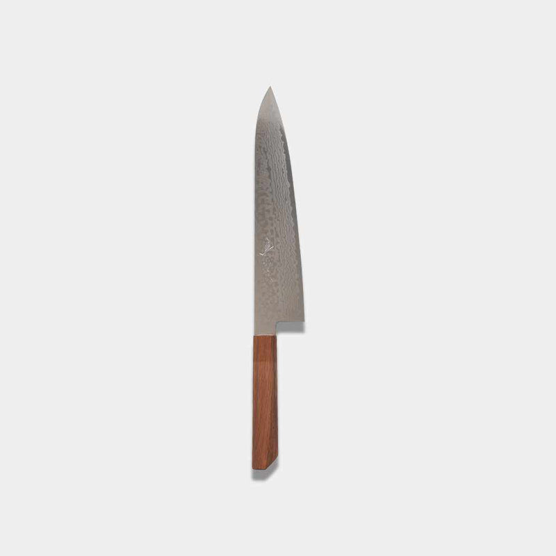 [KITCHEN (CHEF) KNIFE] HIGH CARBON STAINLESS STEEL INTERCUTTING POLISHED DAMASCUS BEEF SWORD 240MM OAK OCTAGONAL PATTERN-KAKISHIBU FINISH- | SAKAI FORGED BLADES|YAMAWAKI CUTLERY