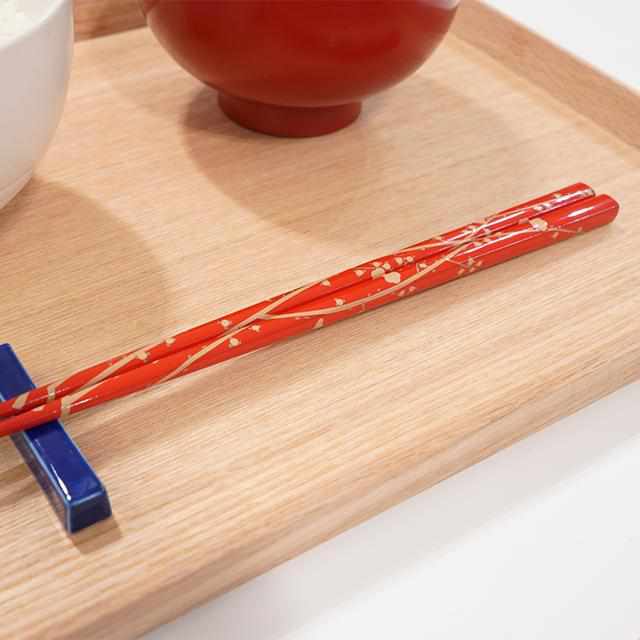 [Chopsticks] Rinpa X Wajima Lacquer Chopsticks Plum | Hashikura Matsukan | Wakasa Lacquerware