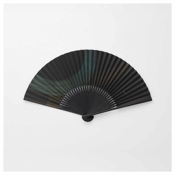 [แฟนมือ] พัดลมกระดาษชายแปรงทองสีเขียว | Kyoto Folding Fans | Ohnishi Tsune Shoten