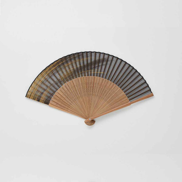 [พัดลมมือ] พัดลมผ้าไหมพัดลมสีทอง Kyoto Folding Fans | Ohnishi Tsune Shoten