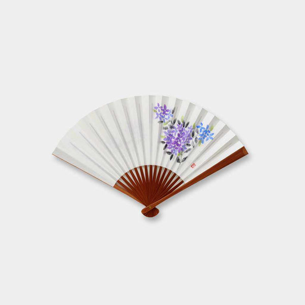[手感]女式紙扇手繪繡球花|京都折疊粉絲