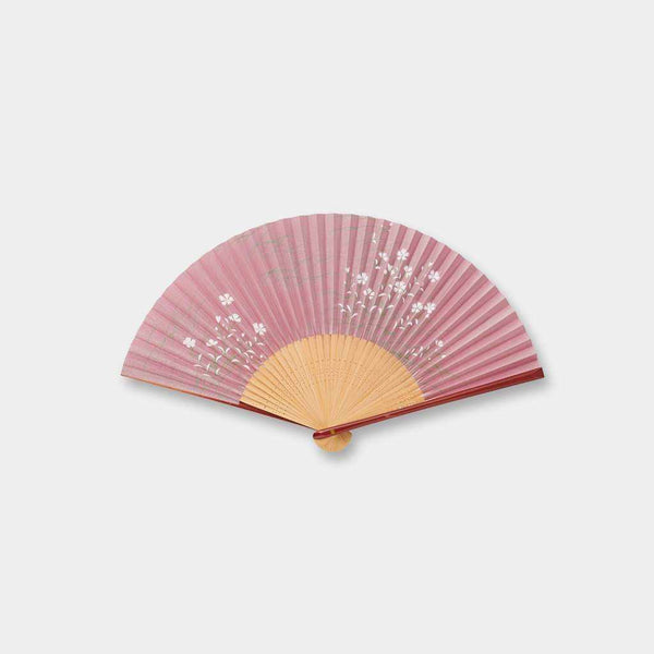 [แฟนมือ] พัดลมกระดาษผู้หญิงสีขาว DIANTHUS WINE COLOR | Kyoto Folding Fans | Ohnishi Tsune Shoten